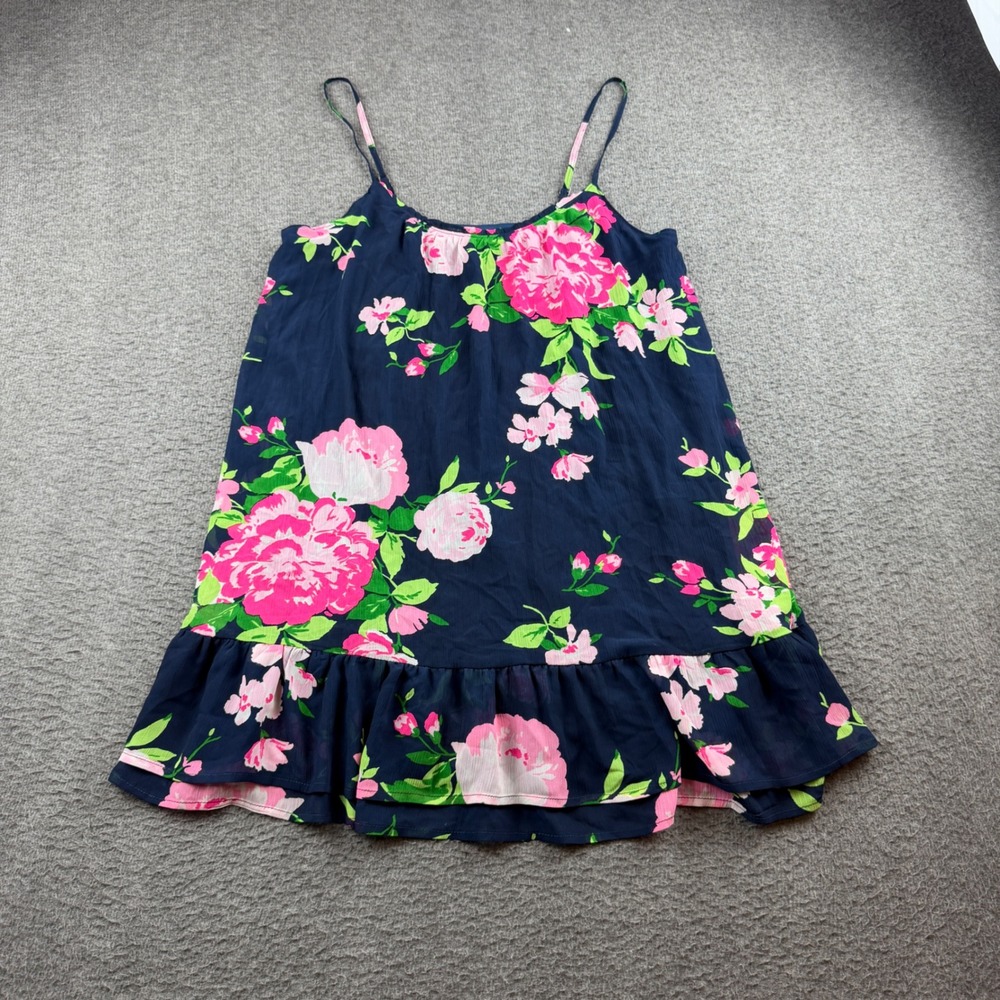 Abercrombie & Fitch Floral Mini Dress Womens S Navy Pink Ruffle Chiffon Camisole